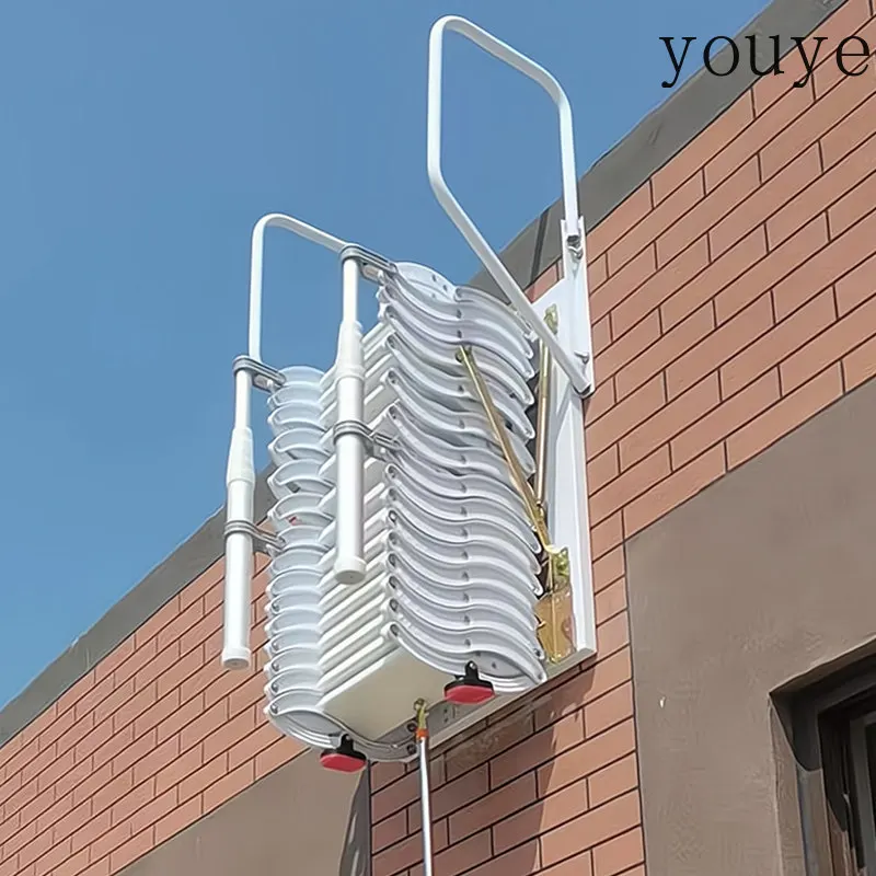 Wall-mounted attic telescopic staircase household folding lift duplex indoor and outdoor thickened retractable ladder