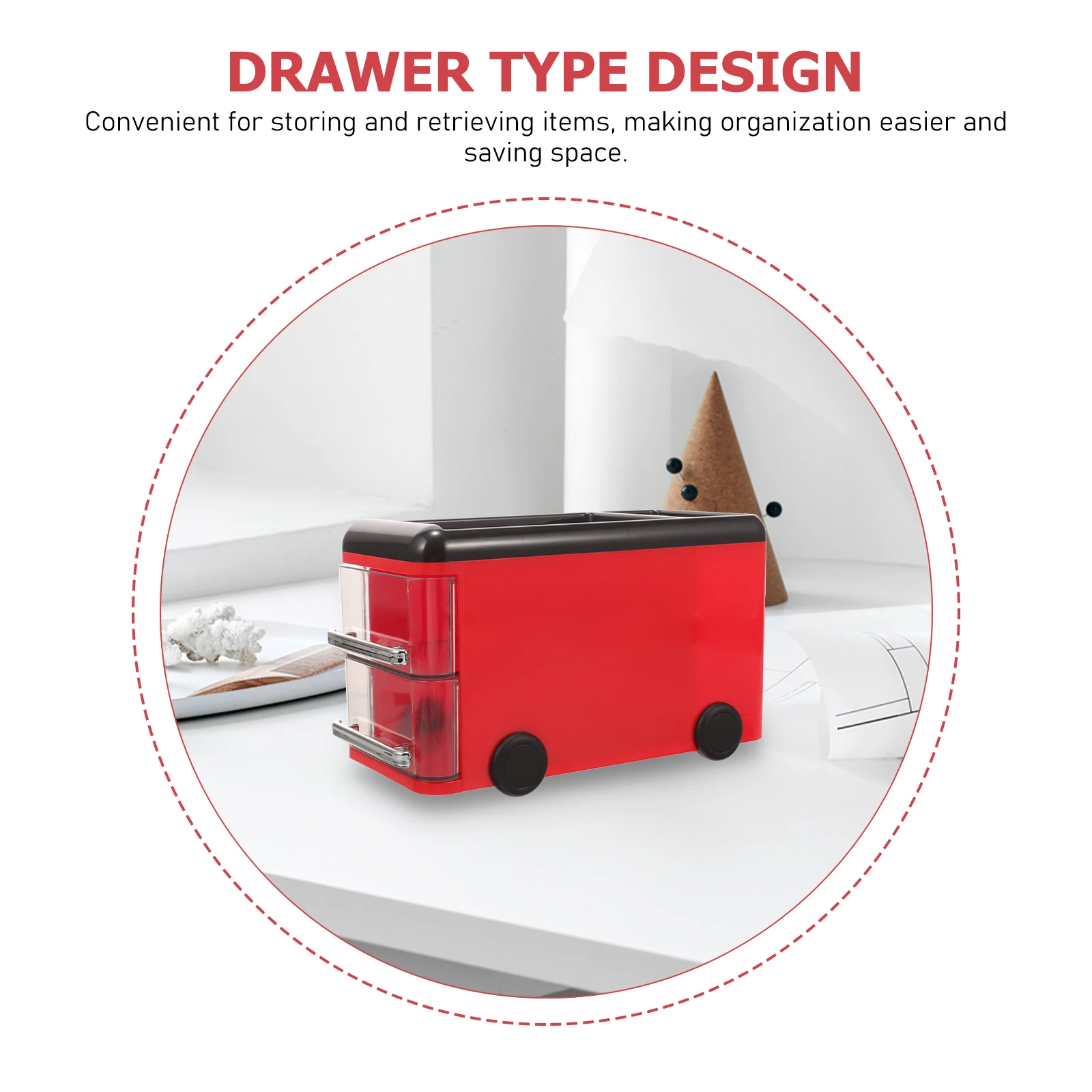 

Pencil Holder Cartoon Storage Box Desktop Organizer Stationery Book Drawer with Drawers Cute Organiser Office