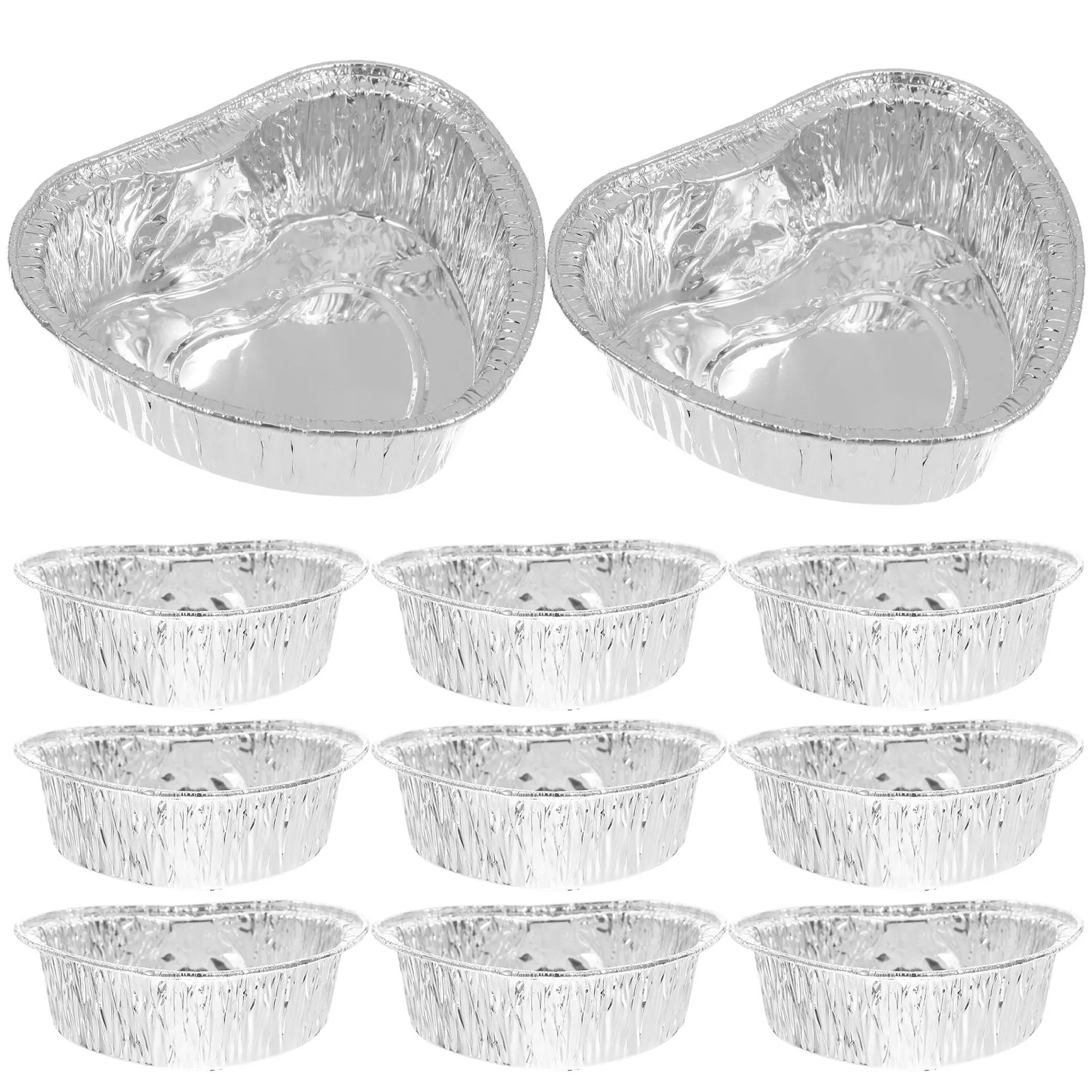 

50pcs Heart Shaped Tin Foil Boxes Aluminum Mini Disposable Cupcake Pans Baking Liners Egg Tart Tray Muffin Cups Kitchen Barware