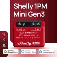 Shelly 1PM Mini Gen3 WiFi interruptor inteligente 8A Compatible con materia monitoreo de energía preciso y medición operado a través de Control inteligente