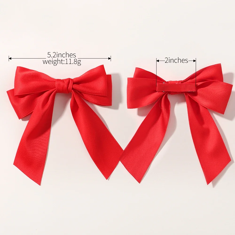 1Pcs Hot New Fashion Fabric Large Bow Hairpin for Women Girls Sweet Hair Clips Red White Bow Top Clip Female Hair Accessories