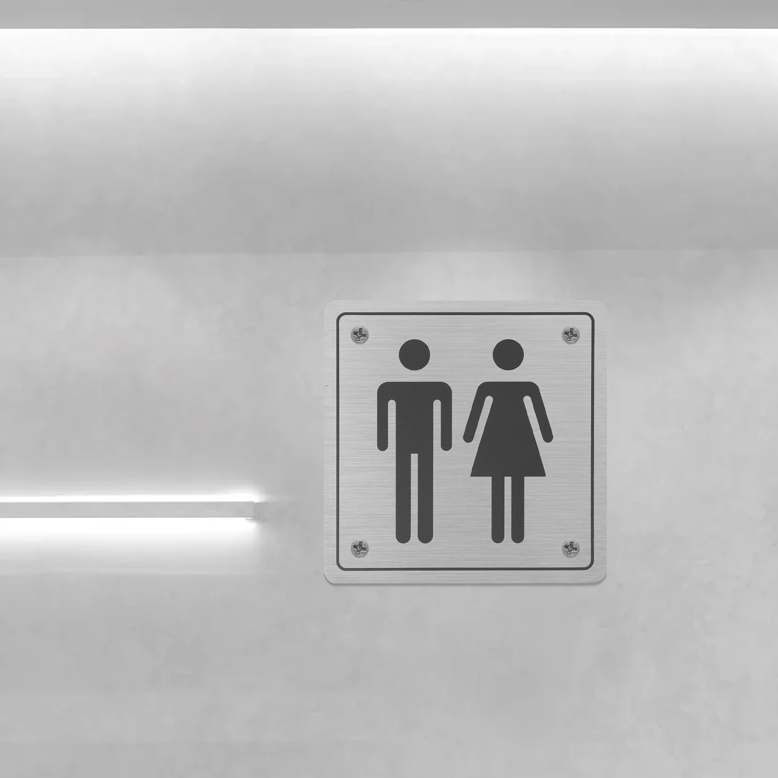 

Stainless Steel Restroom All Gender Business Bathroom Sign Unisex Washroom Door Marker Brushed Finish Easy Wall Mounting