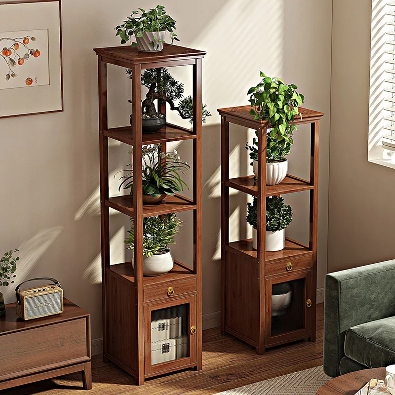 

New Chinese flower stand, living room multi-layer shelf, floor-to-ceiling home decoration ornament stand 2024 new flower pot bra