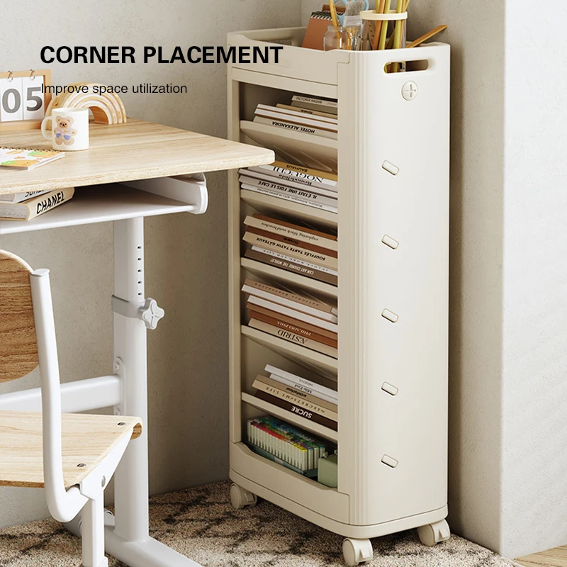 

Floor Mounted Book Storage Rack, Classroom Desk Multifunctional Household Study Seam Storage Rack, Table Edge Movable Bookshelf