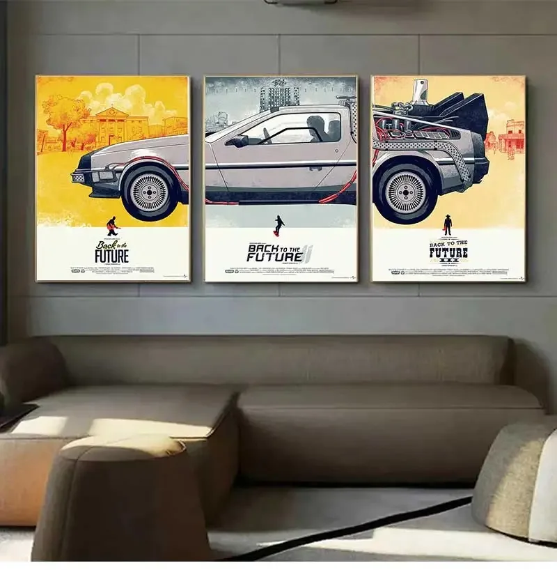 Movie Pictures Home Decor Boy Kid Gift Back To The Future Car Poster Canvas Painting Canvas Poster Print Classic