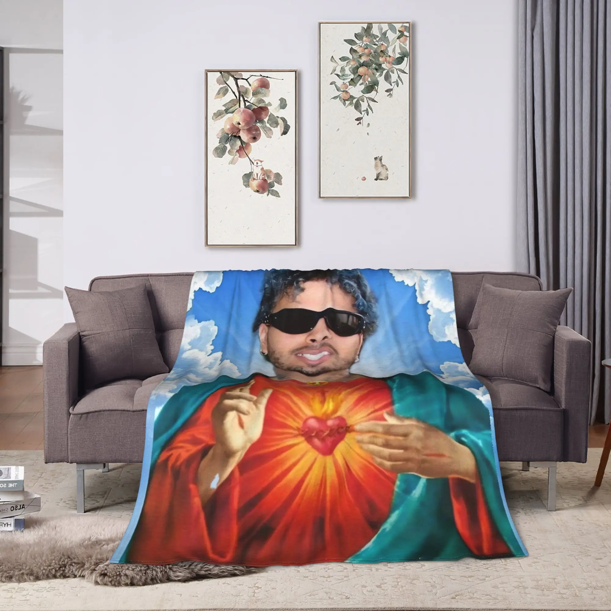 Funny Singer Rauw Alejandro Blanket Quality Super Warm  Bedding Throws Winter Picnic Couch Chair Sofa Bed Street Trend Bedspread