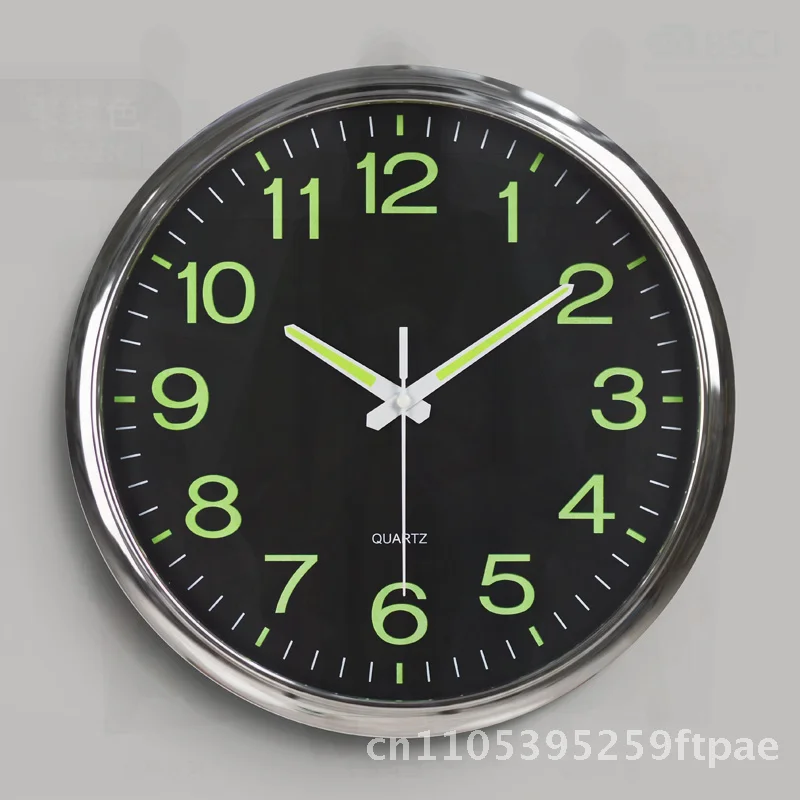 12 Inch 30CM Luminous Plastic Wall Clock Quartz Movement Bedroom Living Room Decor Simple Design with Logo Battery Powered