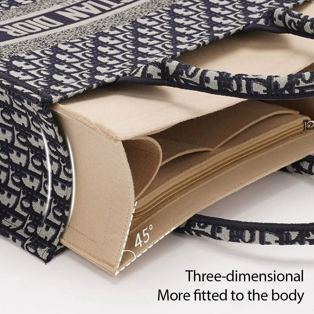 Purse Insert Organizer for dior book tote Small Bag Insert Premium Purse Felt Insert Multiple Pockets