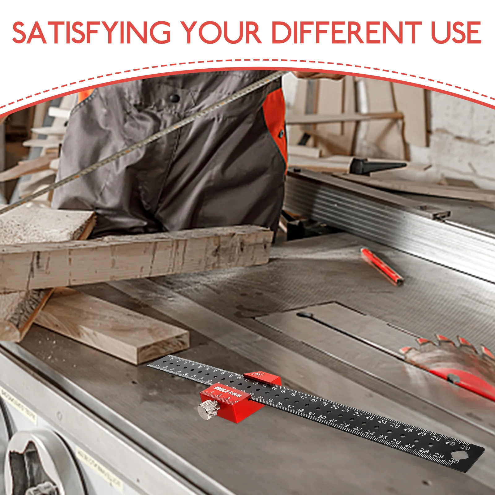 النجارة تحديد المواقع حاكم 30 سنتيمتر الفولاذ المقاوم للصدأ الأسود المعادن أداة قياس الأحمر تحديد المواقع كتلة الدقة نجار الحكام