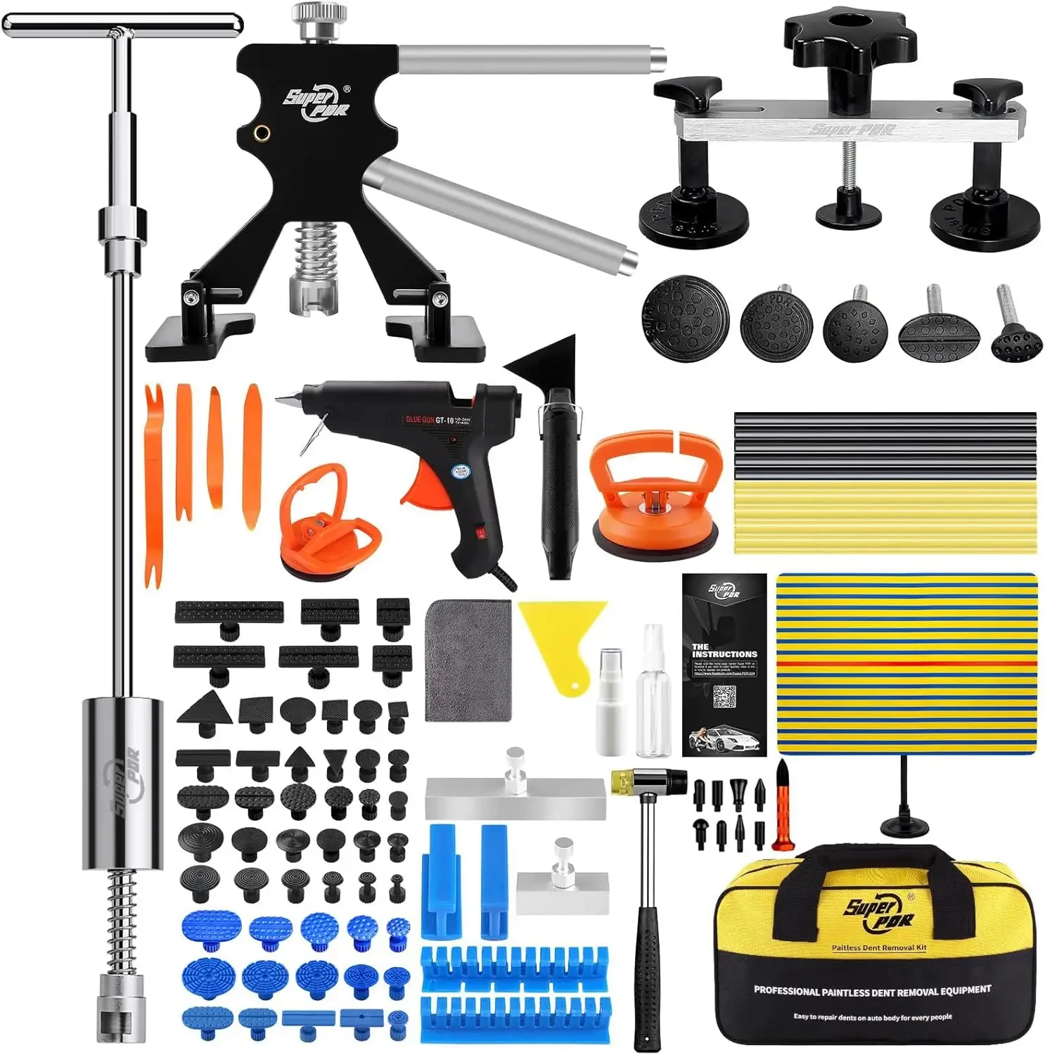 

High Quality 93PCS Paintless Dent Repair Kit for Car Dent Removal, Professional PDR Tools Set with Dent Lifter, Bridge Puller, S