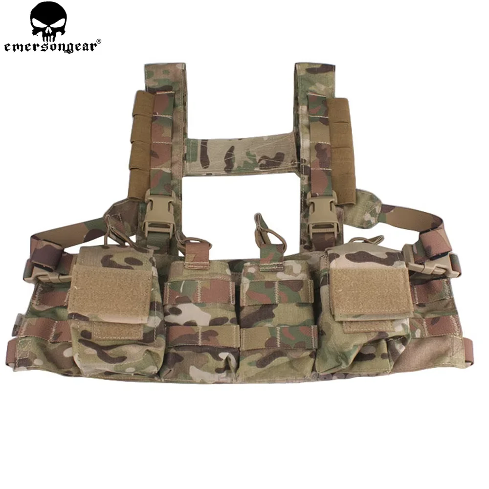 Emersongear Easy Chest Rig Vest Tactical Combat Recon Vest with Magazine Pouch Airsoft Hunting Paintball Vest Multi-camo EM7450