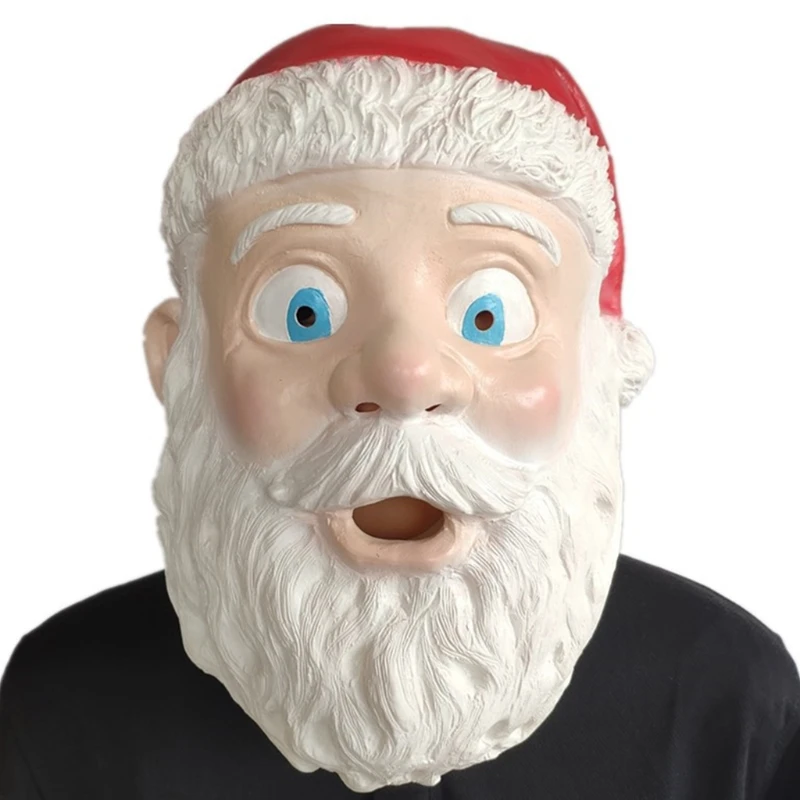 Reusable Santa Claus Face Mask for Christmas Party Rubber Xmas Mask Cosplay Prop Masquerade Party Mask