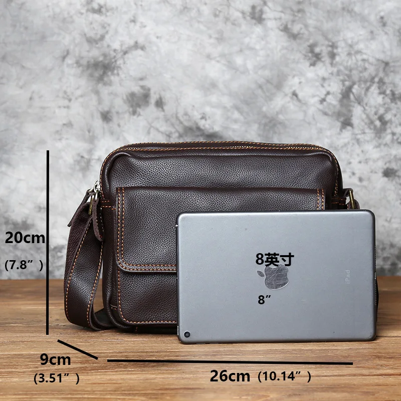 Retro Handgemachte Leder herren Schulter Tasche Erste Schicht Rindsleder Umhängetasche Umhängetasche Lässig Trend Männer Tasche 8 Zoll Ipad tasche NZPJ – Detail 2