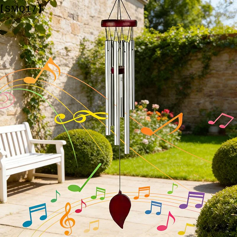 Carillons à vent classiques en aluminium de 26 pouces avec étiquette suspendue en bois pour fermes, terrasses, jardins, balcons, couloirs, décoration【SMQ】