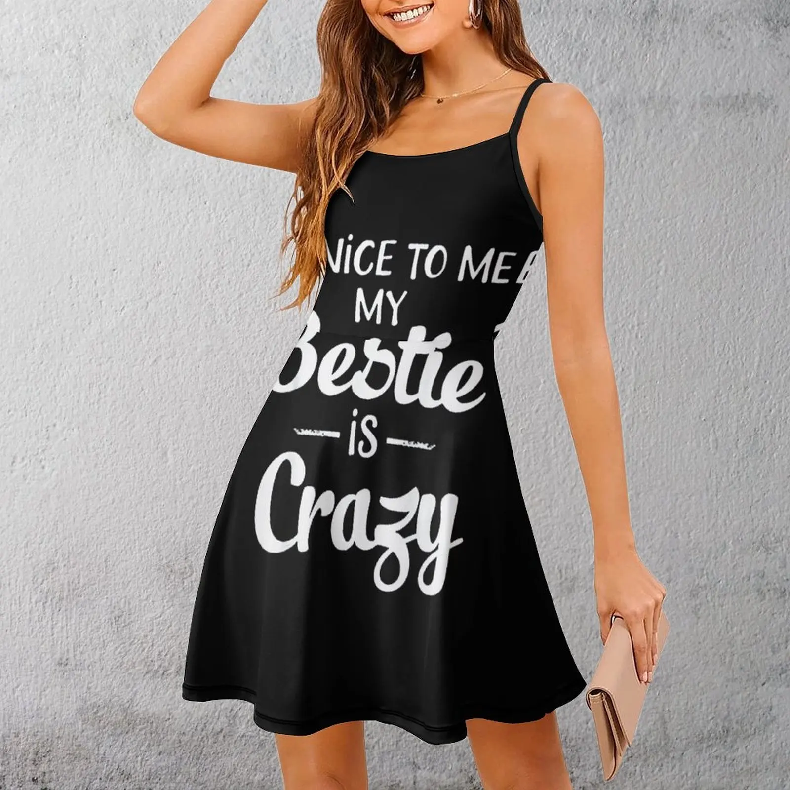 

Be Nice Bestie Crazy Tee, милое сексуальное женское платье, женское платье на бретельках, забавное платье для клубов с шутками