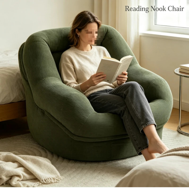 Corduroy Floor Sofa With Plush Cushion And Ergonomic Backrest For Living Room Or Bedroom Relaxation Comfortable rest