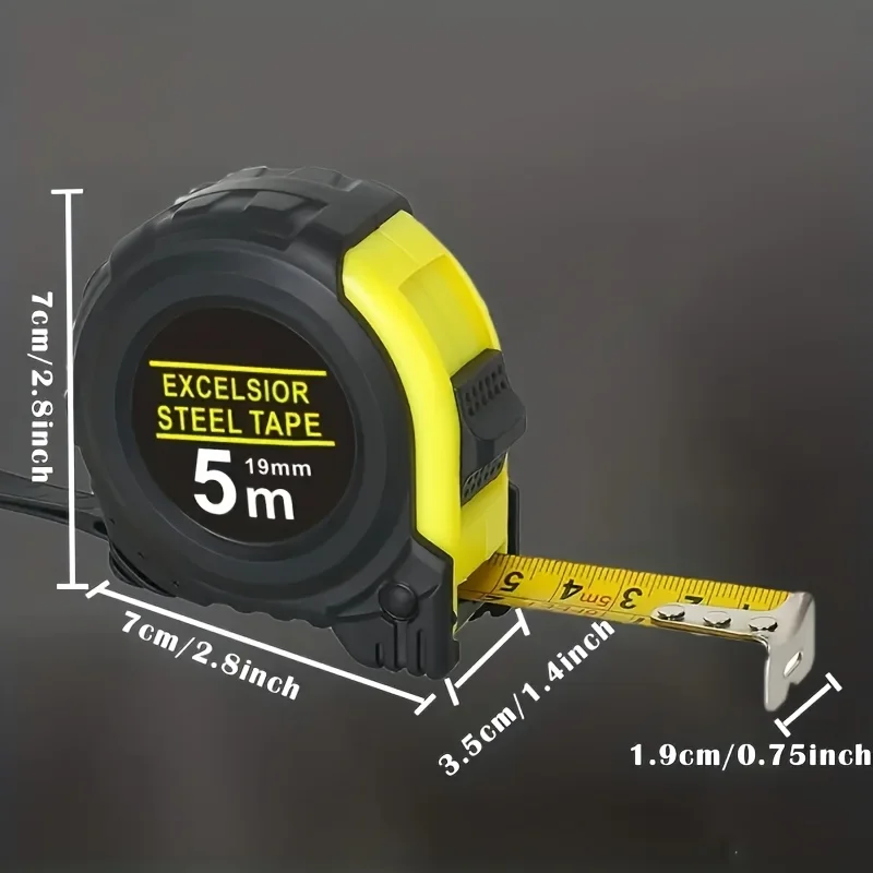 5-meter thickened shockproof tape measure with inch scale, metric and imperial system