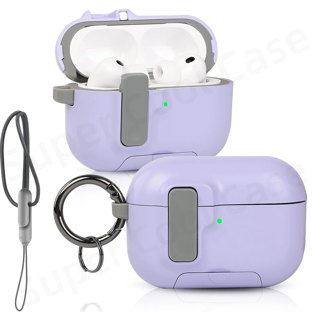 2025 für AirPods Pro 3 Hülle mit Secure Lock & Lanyard für AirPods Pro3 Hülle Schutzhülle mit Telefonständer für AirPods Pro 3 – Detail 14