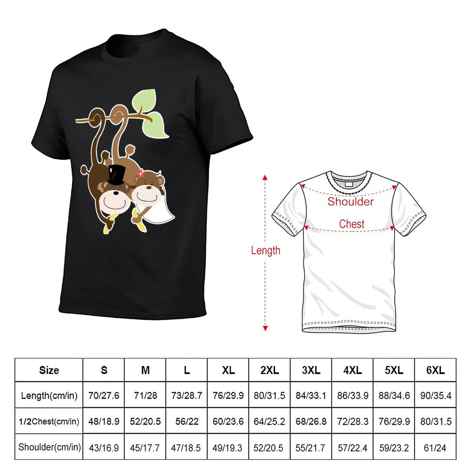 New Monkey Wedding Couple Bride and Groom T-Shirt cute clothes oversized t shirt blank t shirts mens t shirt graphic