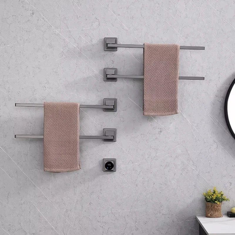 Kidolux 2024 New Design Professional Concealed Grey Bathroom Wall Heater Ac Towel Warmer Heated Electric Towel Rail Rod
