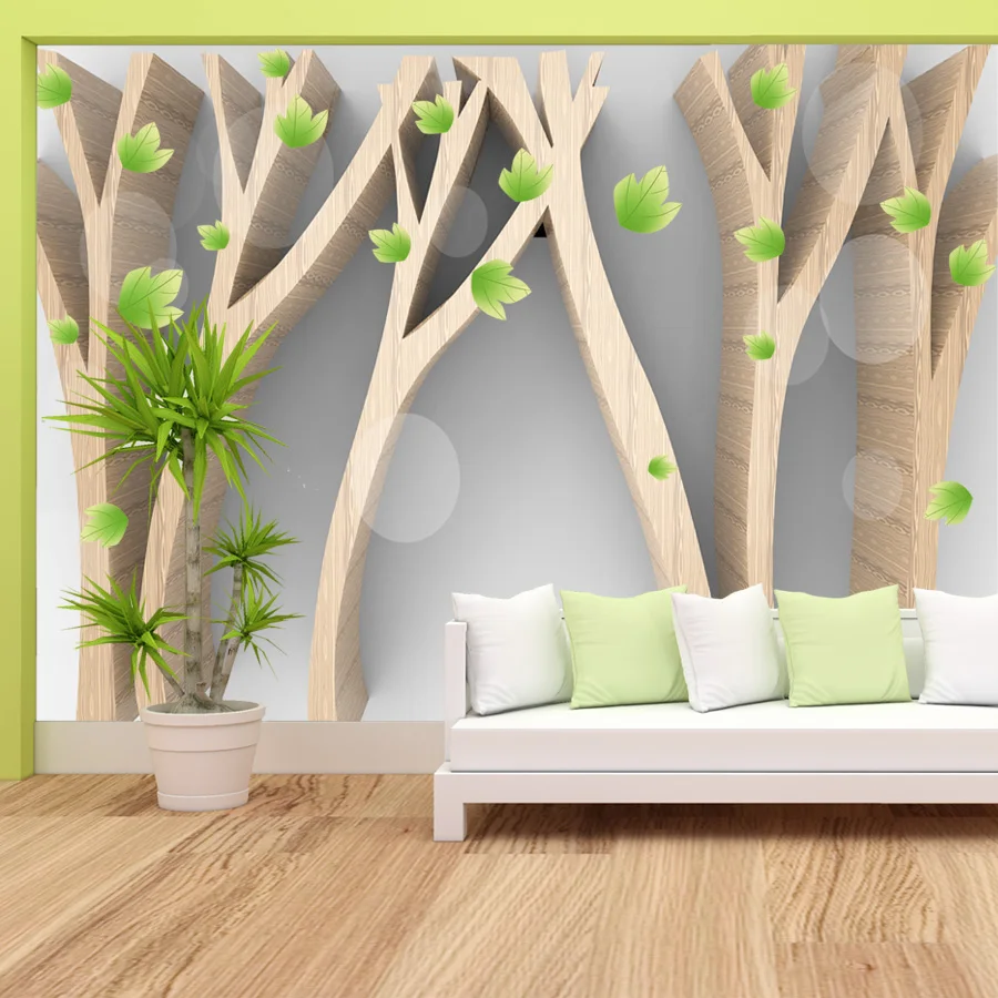 Modern Custom Peel and Stick Optional Trunk Tree Green Photo Wallpapers for Living Room Prints Bedside Wall Papers Home Decor