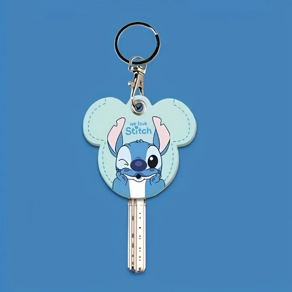 1Pc Cute Winnie the Pooh & Lilo & Stitch Keychain, Water-drop Shaped Access Card Holder, Key Protector & Bag Charm