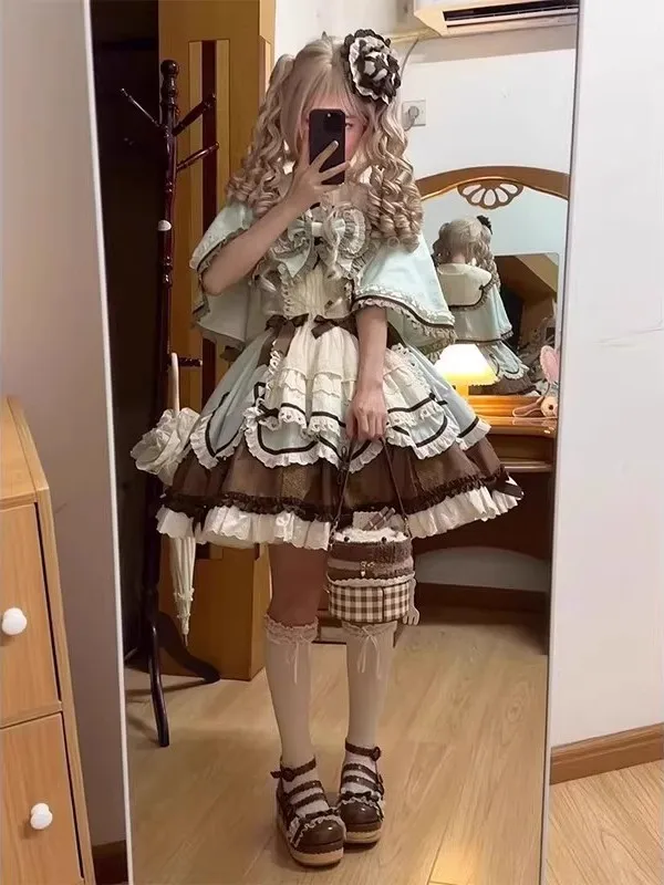 

Elegant Mint Lolita Skirt Sweet Cute Sister Style Princess Dress Academy Wind Cloak Hanfu Set Summer 2025 Women's F...
