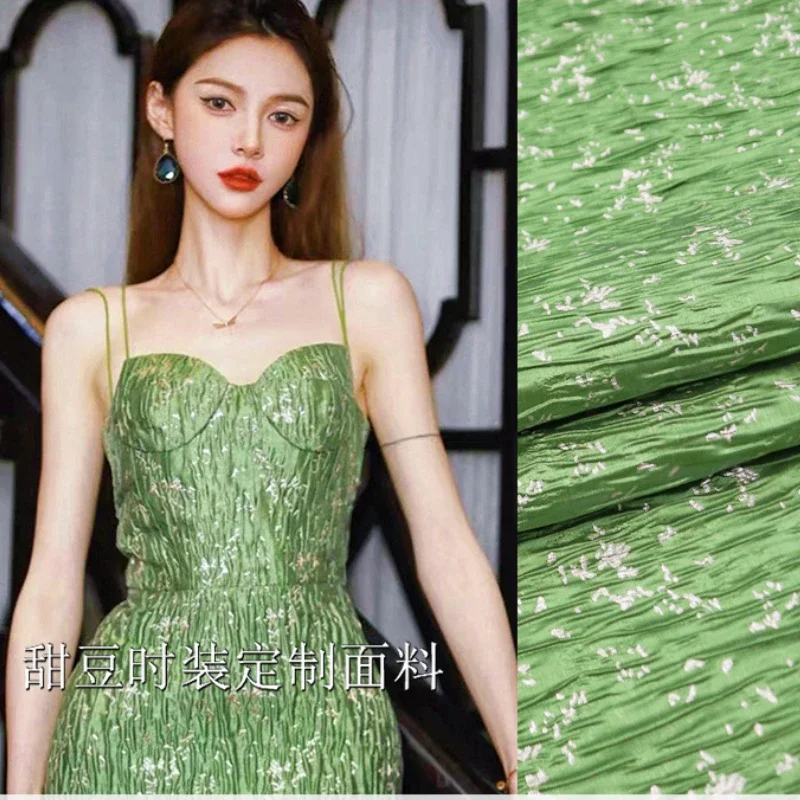 Gold Wire Brocade Jacquard Fabric Yarn-dyed Embossed Dress Blazer Clothing European Brand Fashion Design Sewing Wholesale Cloth