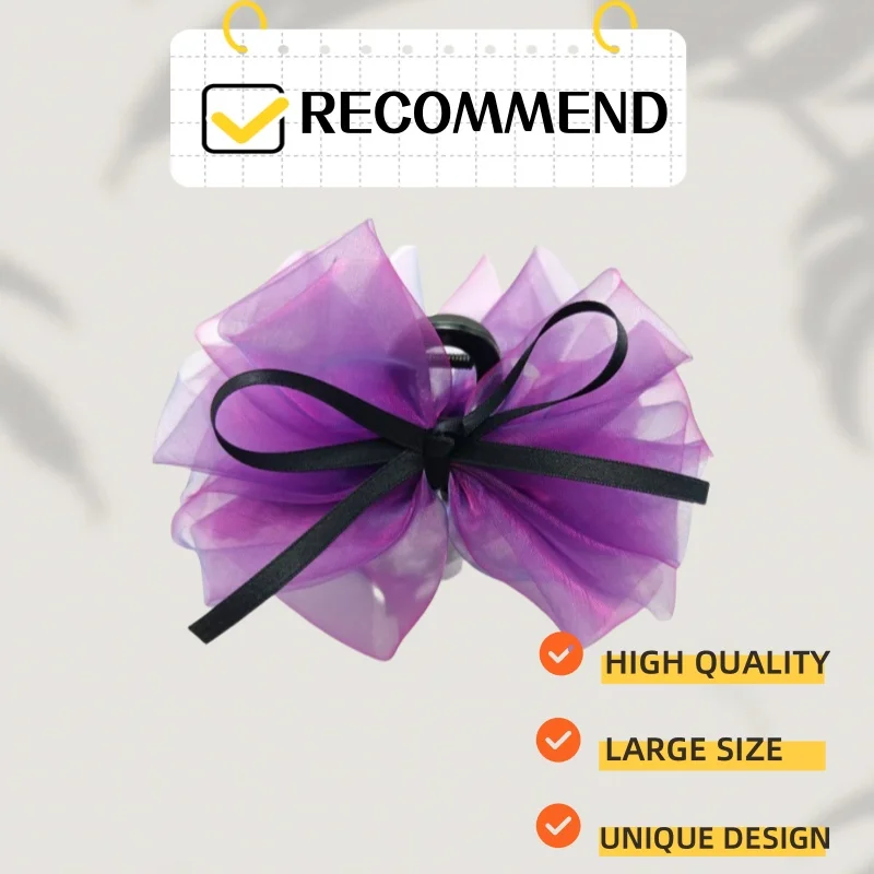 Nuevo Clip de agarre de lazo de malla grande para primavera y verano, horquilla fija de alto sentido para mujer en la parte posterior de la cabeza, Clip de tiburón, Clip de cangrejo