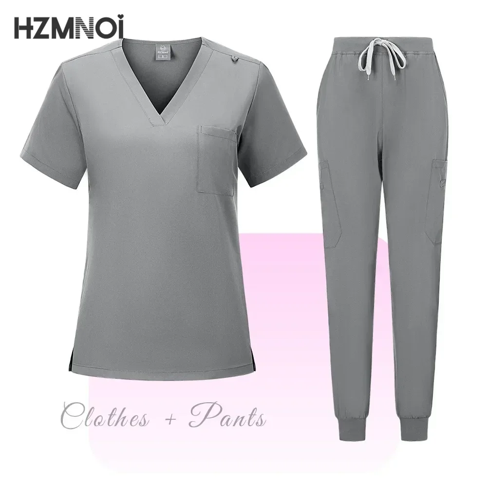 Neue Peelings setzen medizinische Uniformen Stretch-Peeling-Tops mit Taschen hose Krankens ch wester Uniform Arzt Chirurgie Overalls Schönheits salon Arbeits kleidung