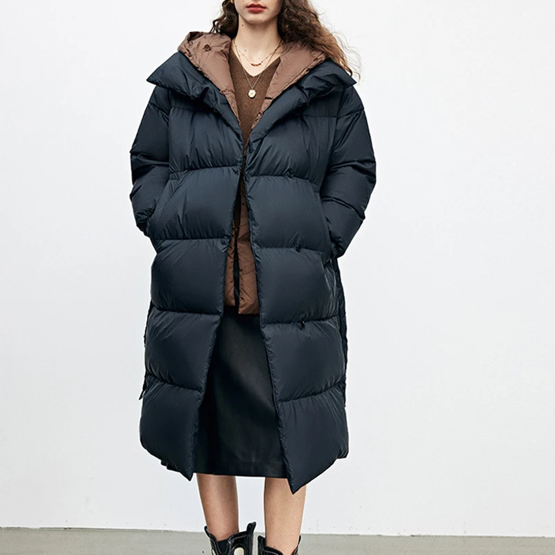 Fake Two Piece Detachable Hood Thick Down Jacket Women\'s Long High Quality White Duck Puffer Parka Coats Winter Snow Outwear