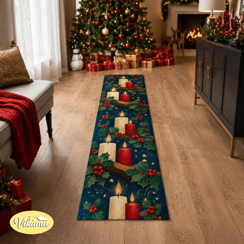 VIKAMA Living Room Corridor Running Track Carpet Christmas Long Staircase Hallway Entrance Velvet Rug Easy To Clean Home Decor