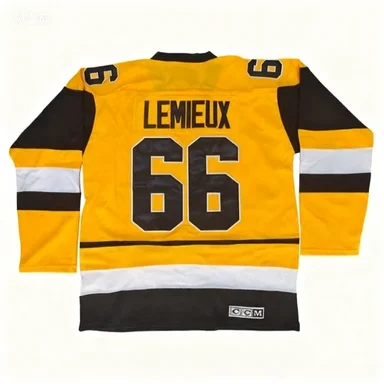 تي شيرت رجالي بدلة تدريب قميص رياضي أمريكي ريترو هوكي الجليد جيرسي 66 ماريو Lemieux ثلاثية الأبعاد جيرسي الرجال تي شيرت بأكمام طويلة #2