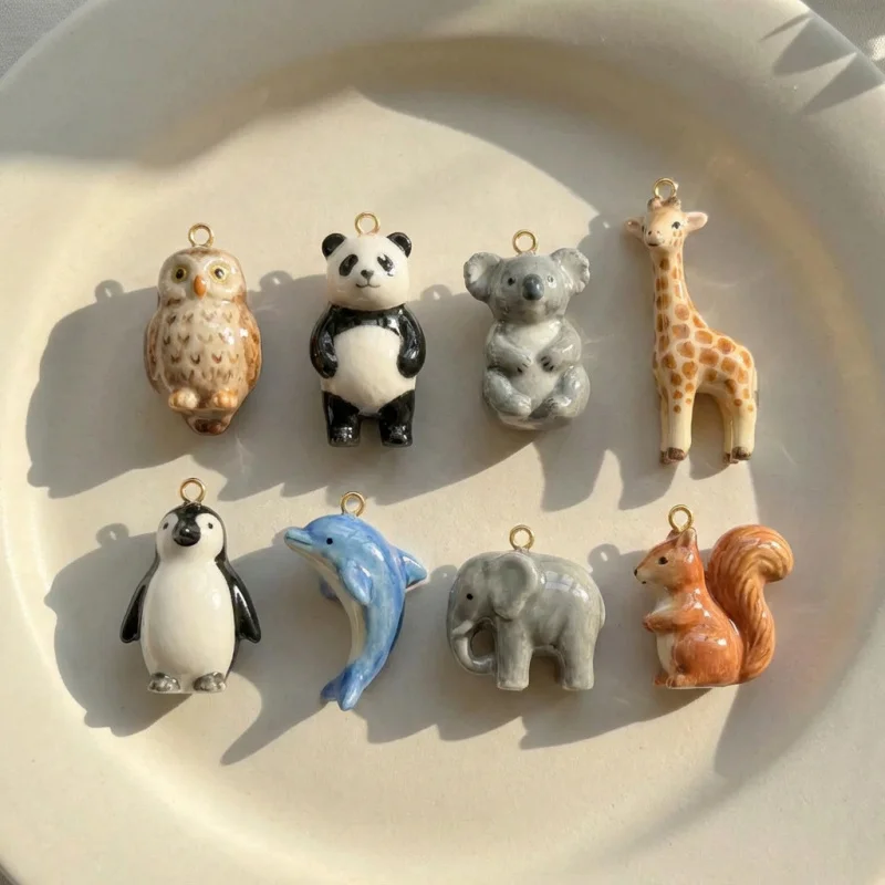 Cute Cartoon Animal Series Panda Elephant Penguin Handmade DIY Pendant Charm for Necklace Bracelet Jewelry Findings