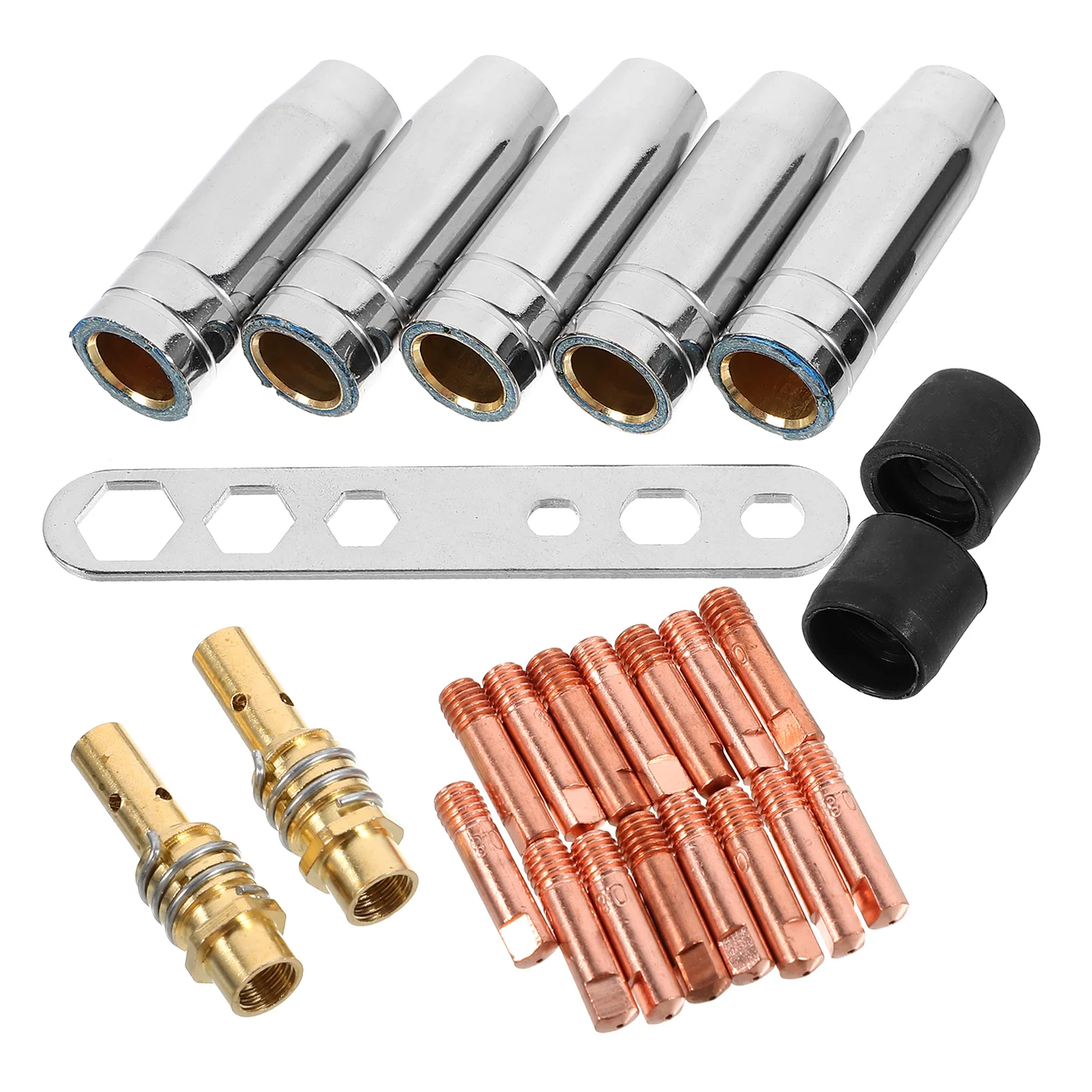 

1 set Welding Torch Nozzle Tips Set 25mmx08 Conductor Nozzles Connection Rods Copper Tool Parts Welding
