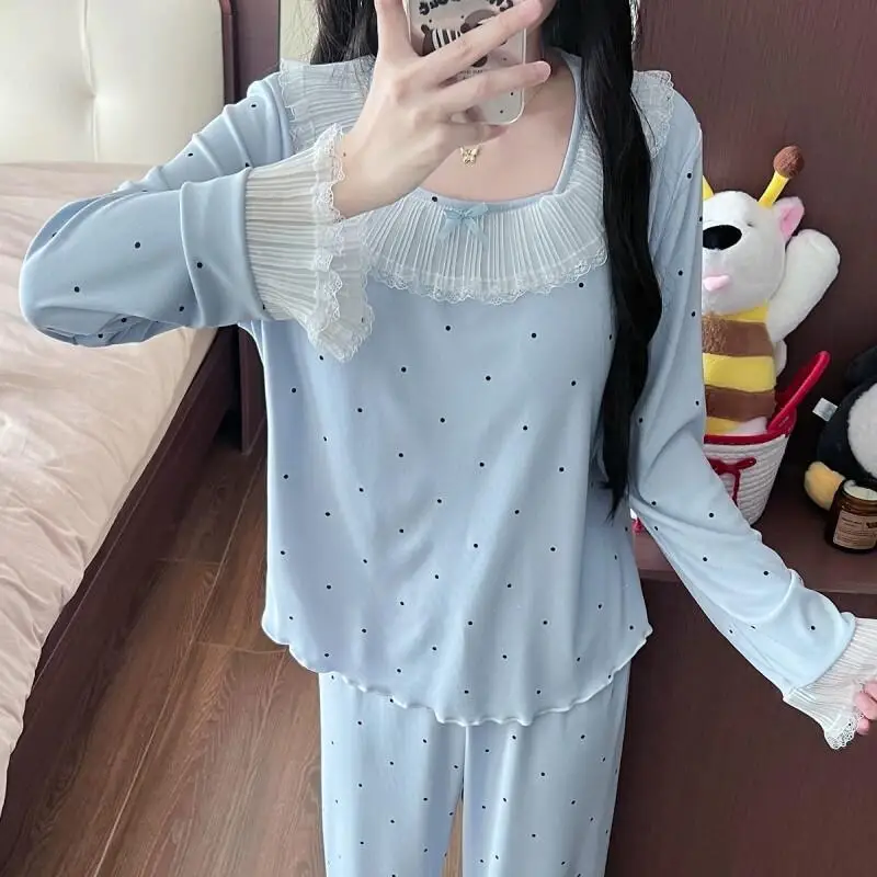 

Женский комплект для сна: двусторонний флис, утолщенный, с длинными рукавами и брюками, комфортная домашняя одежда, антибактериальная одежда для отдыха