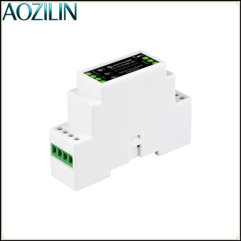AOZILIN DIN Rail Isolated TTL‑RS485 Serial Converter,3.3V/5V 15KV ESD Surge Protection 1200m Industrial Communication Module