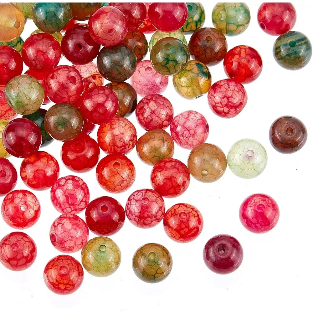 96pcs Natural Tourmaline Beads 8mm Colorful Round Tourmaline Beads Round Loose Gemstones Beads Energy Stone for Bracelet