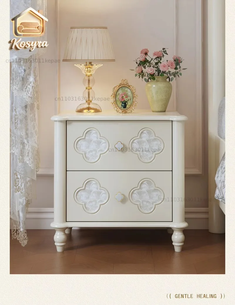 French cream wind bedside table, especially good-looking high-end sense, exquisite storage bedside table, solid wood new model