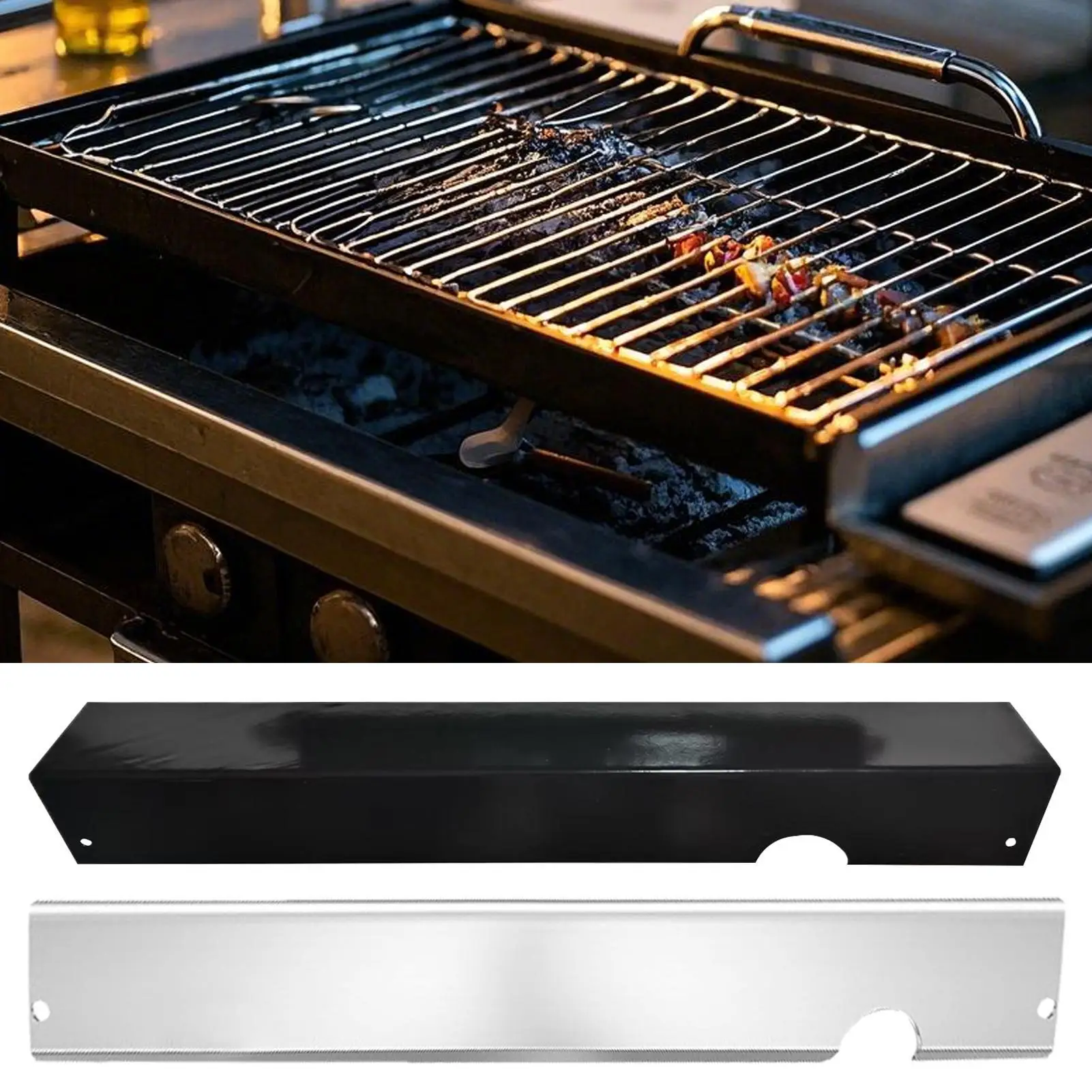 

5pcs Adjustable Grill Heat Plate Shield Heat Tent Replacement Parts For BBQ Gas Grill Heat Plate Shield Tent Burner Cover
