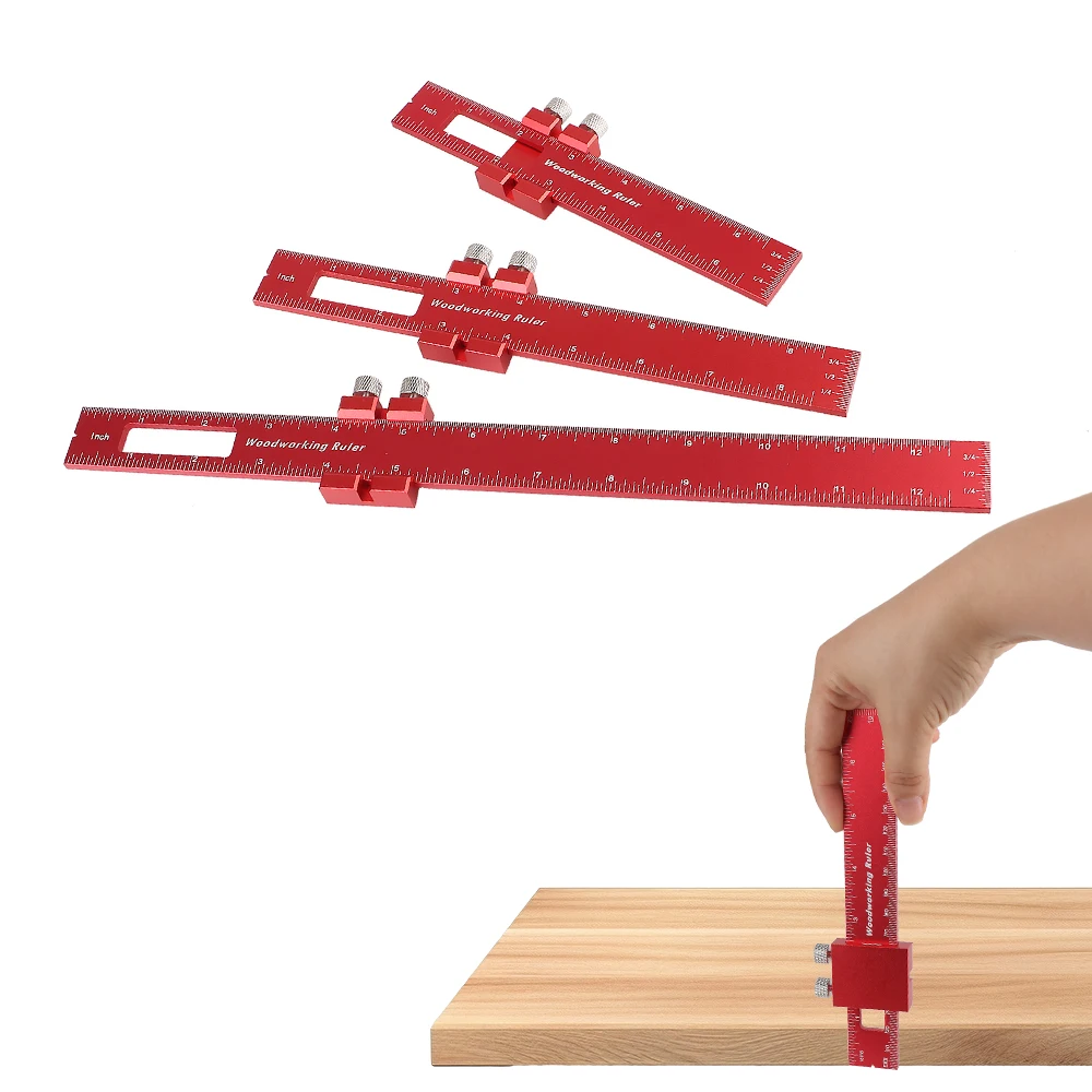 Markierung Tiefenmesser Holzbearbeitung Schiebelehre Aluminiumlegierung Scribe Holzbearbeitungswerkzeuge Lineal 3 Stück 18 cm/23 cm/33 cm Messwerkzeuge