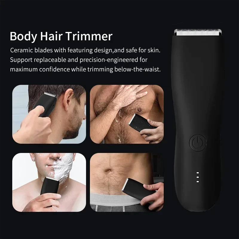 Professional Hair Clippers For Men Quiet Cordless Electric Groin & Pubic Body Hair Trimmer Wet/Dry Groomer Clippers Shaver Razor