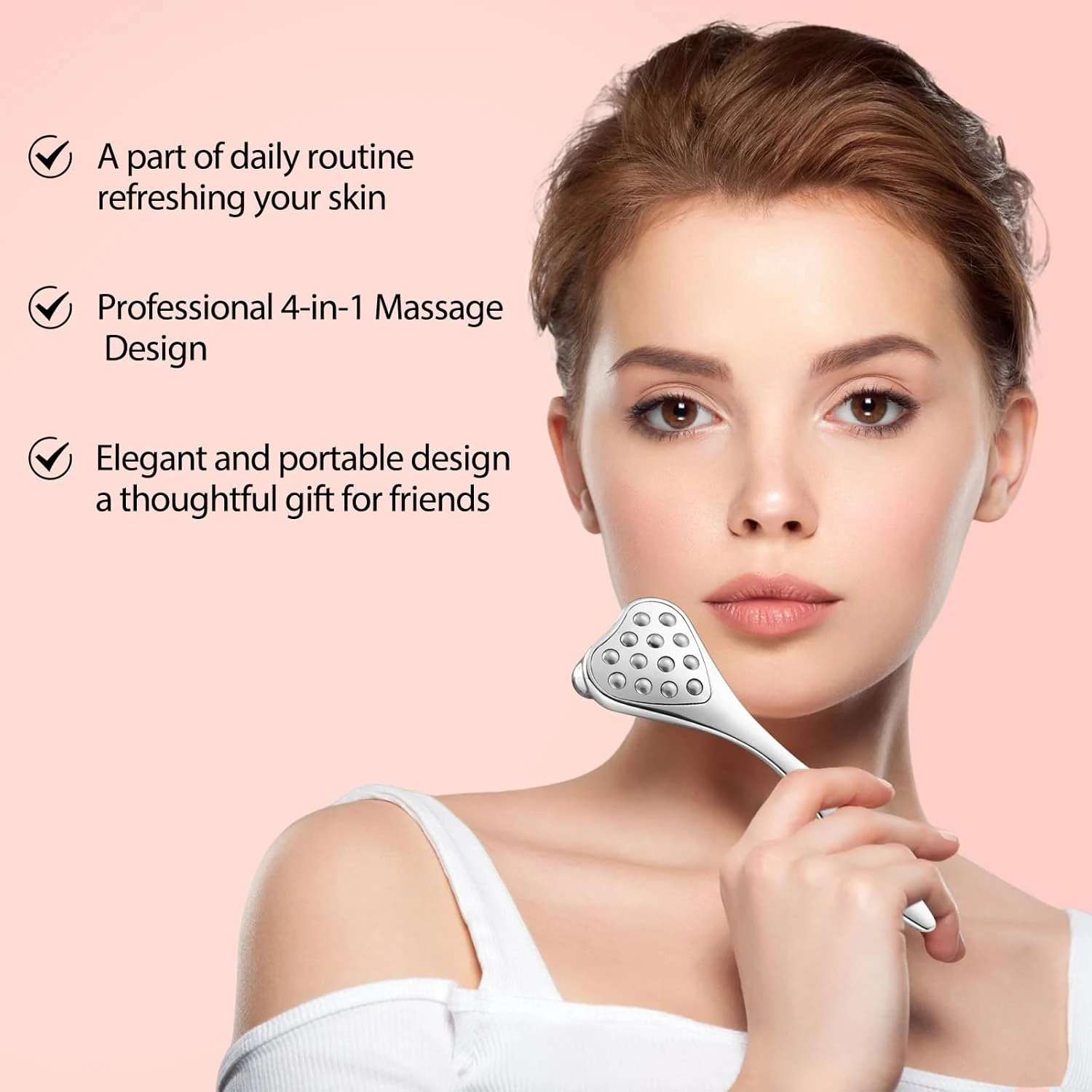 Rodillo Facial 4 en 1 y herramienta Gua Sha para mujer, masajeador Facial para reducción de hinchazón, herramienta de Spa de belleza antienvejecimiento para estiramiento de la piel