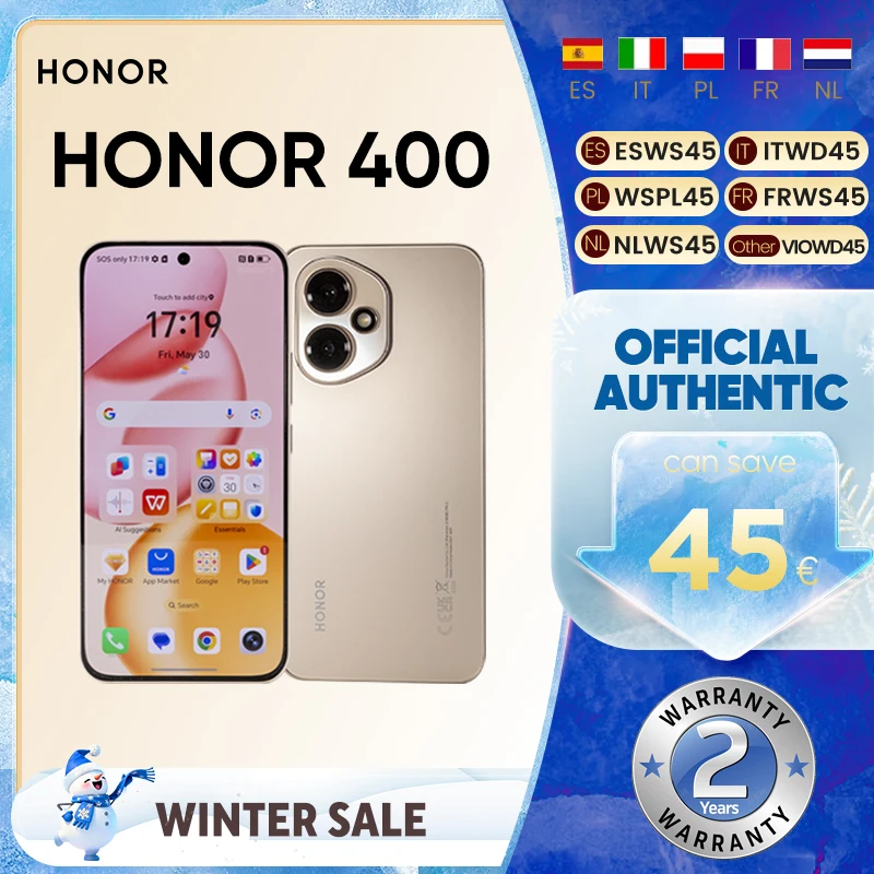 Immagine di 2025 Nuovo HONOR 400 Versione Globale 5G Smartphone Snapdragon 7 Gen 3 120Hz Display AMOLED 5300mAh Batteria 200MP Fotocamera