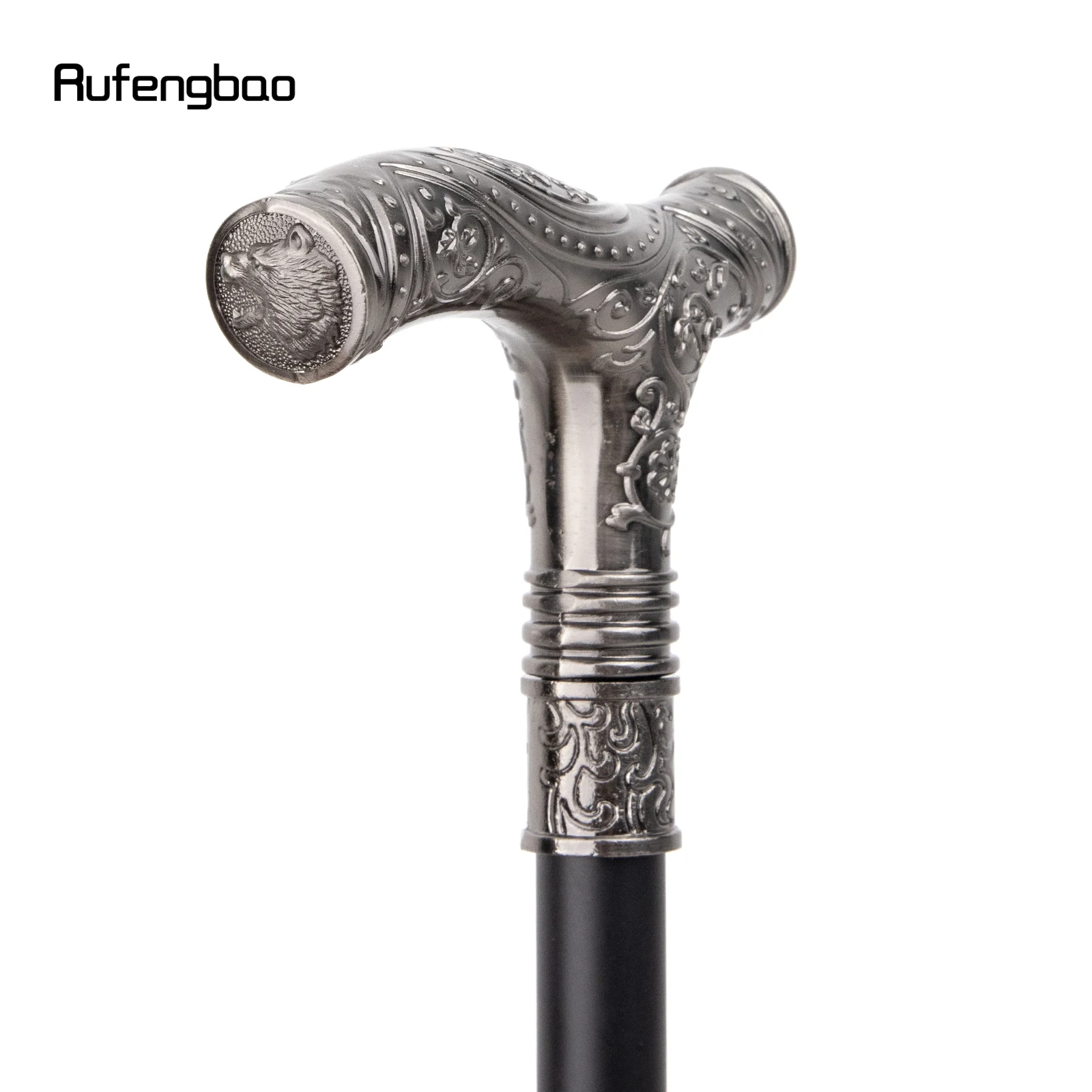 Urso rugindo de prata cabeça flor única Joint Walking Stick, Festa decorativa de Cosplay, Cana elegante, Halloween Crochet, 93cm