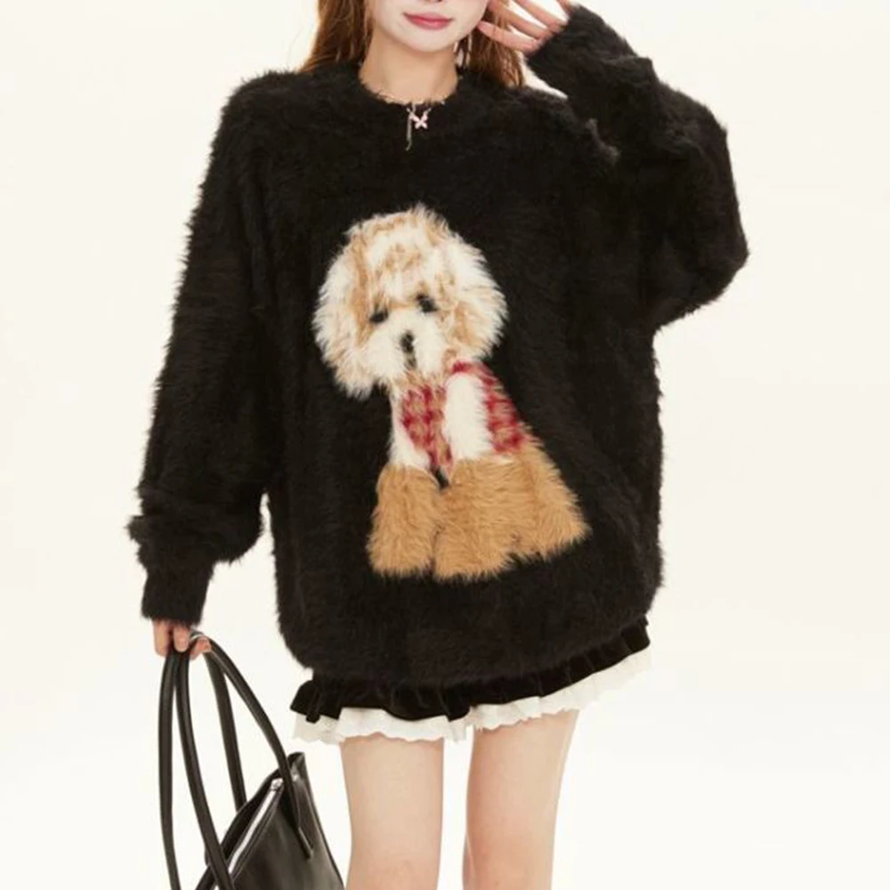 Japanese soft waxy puppy red sweater women's autumn and winter 2025 new Christmas wear lazy wind knitted sweater top