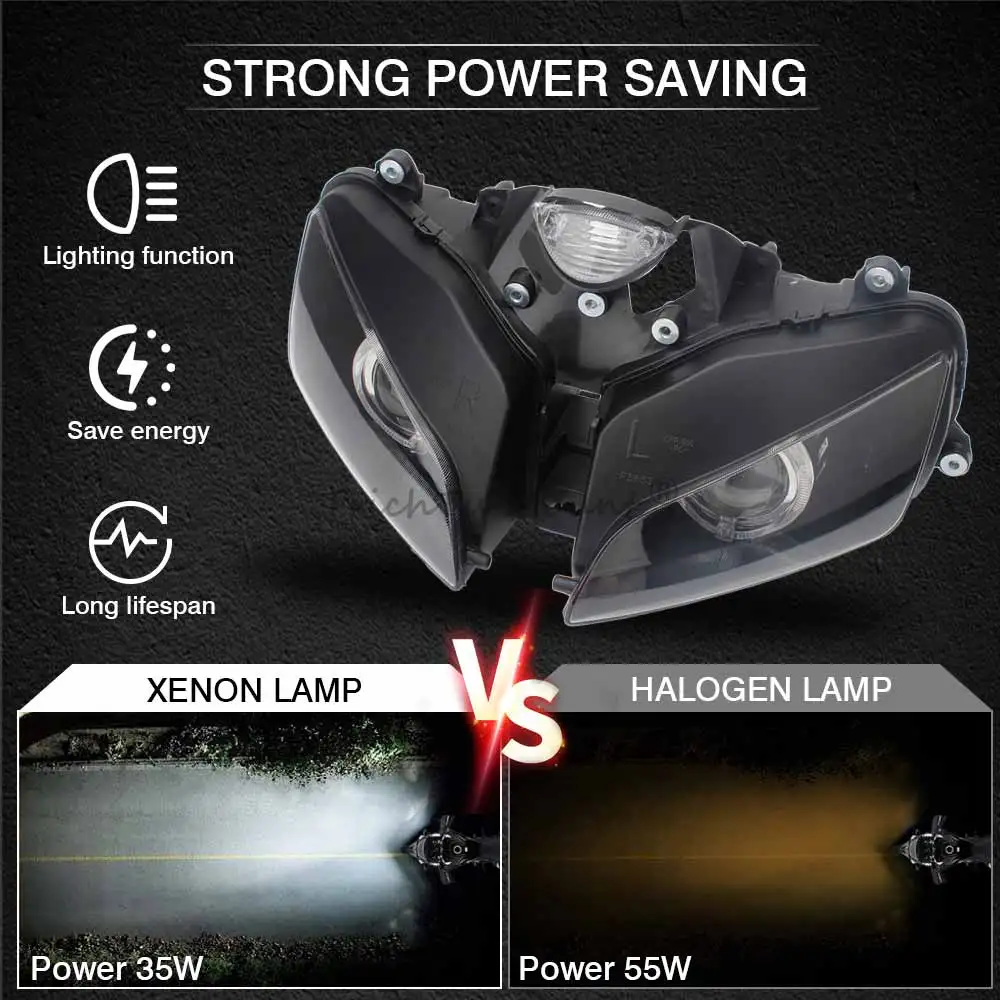 Motorcycle Headlight Front Head Lamp Angel Devil Eyes LED Light Projector Headlight Assembly For Honda CBR600RR F5 2003-2006