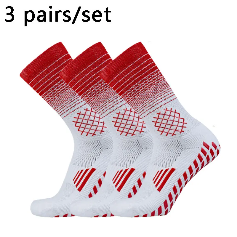 3 pairs Grid pattern Anti-slip Soccer Socks Men Women Outdoor Sport Grip Football Socks antideslizantes de futbol