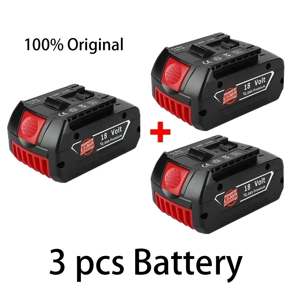 

SU NEW 18V 10Ah Rechargeable Li-Ion Battery For Bosch 18V Power Tool Backup 6000mah Portable Replacement BAT609 Indicator Light