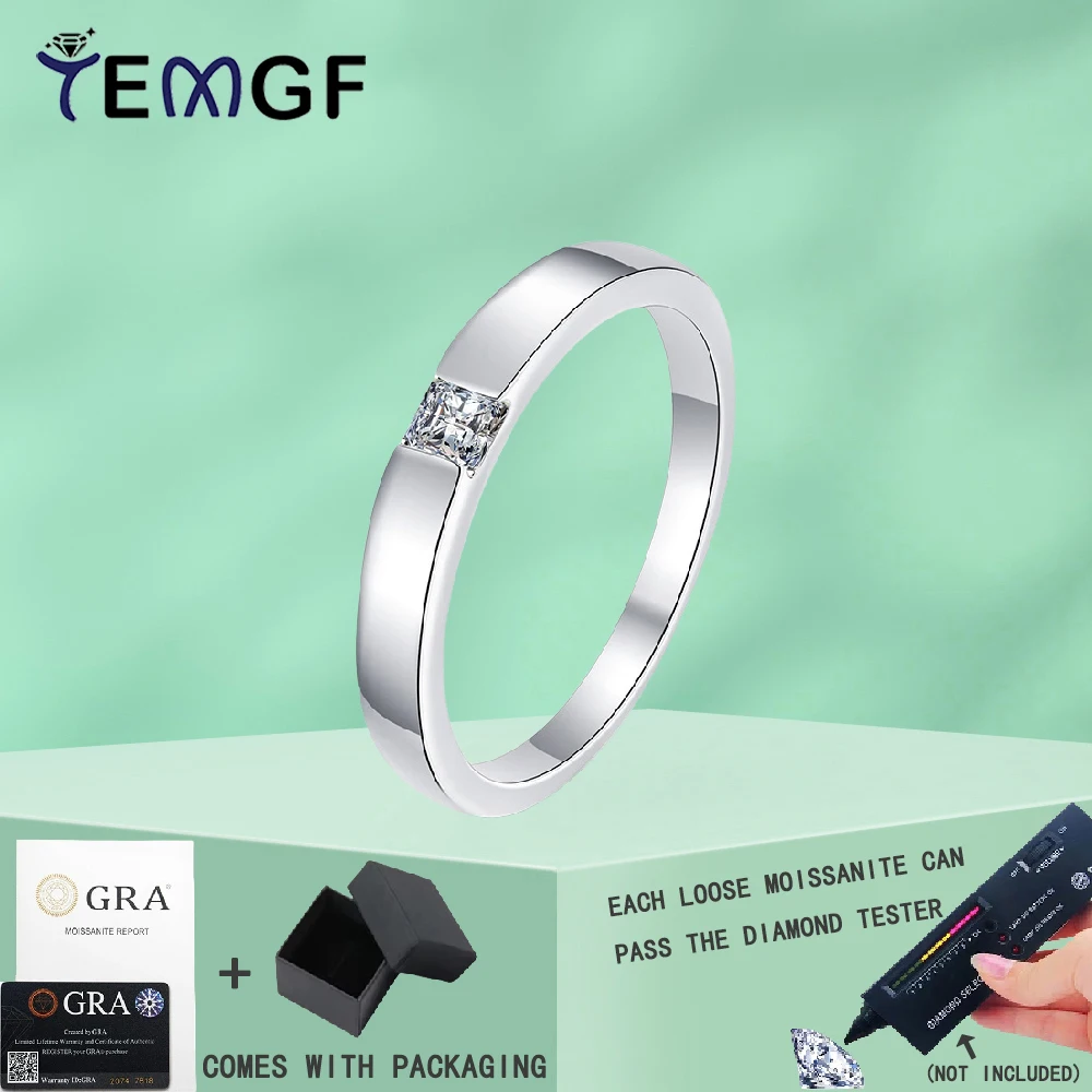 

TEMGF 0.3CT Moissanite Ring GRA Certification S925 Sterling Silver for Women Men Fine Jewelry Fashion Couple Ring Love Gifts